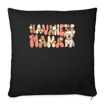 Havanais Groovy Maman bichon havanais - Housse de coussin décorative 45 x 45 cm - noir - Devant
