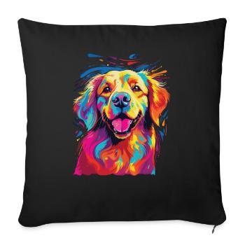 Watercolor Colorful Golden Retriever - Sofa pillowcase 17,3'' x 17,3'' (45 x 45 cm) - black - Front