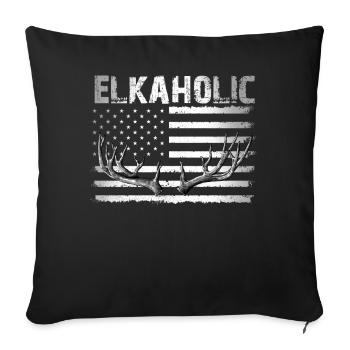 Elk Hunting Elkaholic Hunters - Sofa pillowcase 17,3'' x 17,3'' (45 x 45 cm) - black - Front