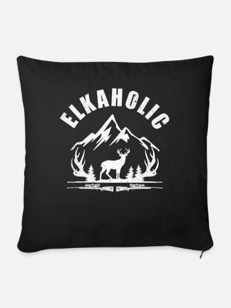 Elchjagd Elkaholic Jäger - Sofakissenbezug 45 x 45 cm - Schwarz