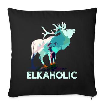 Elk Hunting Elkaholic Hunters - Sofa pillowcase 17,3'' x 17,3'' (45 x 45 cm) - black - Front