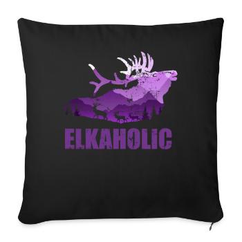 Elk Hunting Elkaholic Hunters - Sofa pillowcase 17,3'' x 17,3'' (45 x 45 cm) - black - Front