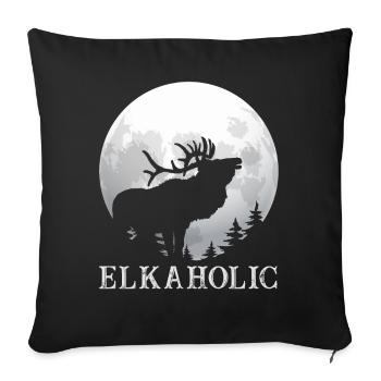 Elk Hunting Elkaholic Hunters - Sofa pillowcase 17,3'' x 17,3'' (45 x 45 cm) - black - Front