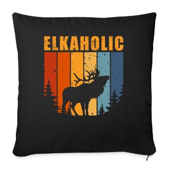 Elk Hunting Elkaholic Hunters - Sofa pillowcase 17,3'' x 17,3'' (45 x 45 cm) - black - Front