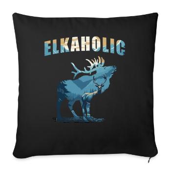 Elk Hunting Elkaholic Hunters - Sofa pillowcase 17,3'' x 17,3'' (45 x 45 cm) - black - Front
