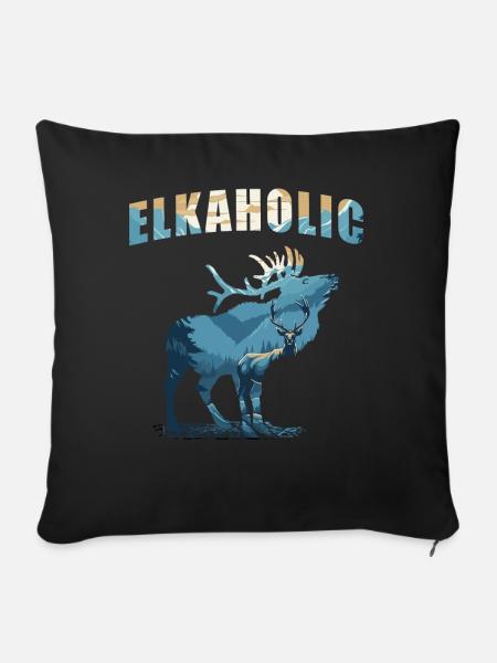 Elchjagd Elkaholic Jäger - Sofakissenbezug 45 x 45 cm - Schwarz