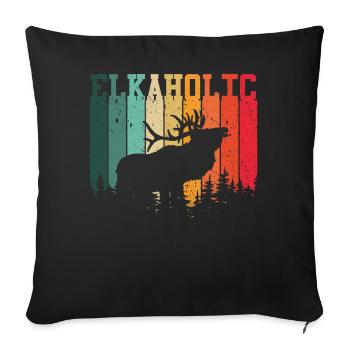 Elk Hunting Elkaholic Hunters - Sofa pillowcase 17,3'' x 17,3'' (45 x 45 cm) - black - Front