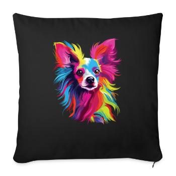 Aquarelle colorée chinois chien à crête - Housse de coussin décorative 45 x 45 cm - noir - Devant
