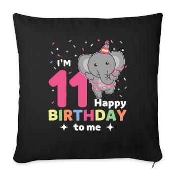 Eléphant pour les 11 ans pour les enfants de onze ans - Housse de coussin décorative 45 x 45 cm - noir - Devant
