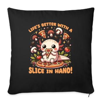 Snaxolotl or Pizzalotl Axolotl Loves Pizza - Sofa pillowcase 17,3'' x 17,3'' (45 x 45 cm) - black - Front