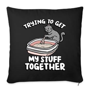 Trying To Get My Stuff Together Funny Kitten - Sofa pillowcase 17,3'' x 17,3'' (45 x 45 cm) - black - Front