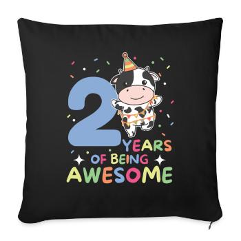Vache pour les enfants de 2 ans - Housse de coussin décorative 45 x 45 cm - noir - Devant