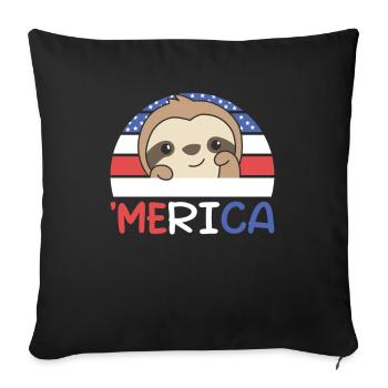 4th of July American Sloth USA' Merica - Sofa pillowcase 17,3'' x 17,3'' (45 x 45 cm) - black - Front
