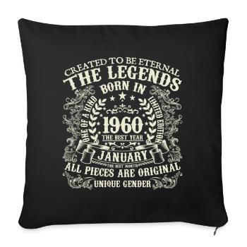 January 1960 Anniversary 1960 January Year - Sofa pillowcase 17,3'' x 17,3'' (45 x 45 cm) - black - Front
