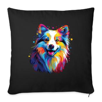 Aquarelle coloré chien esquimau américain - Housse de coussin décorative 45 x 45 cm - noir - Devant