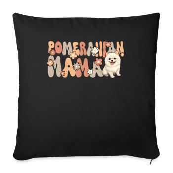 Poméranie Groovy Maman Poméranique - Housse de coussin décorative 45 x 45 cm - noir - Devant