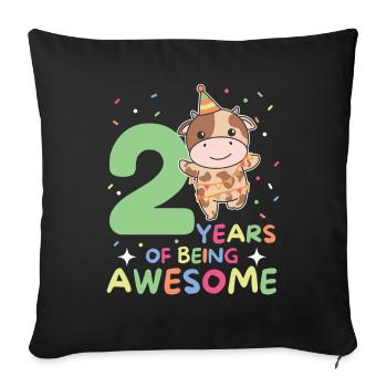 Vache pour les enfants de 2 ans - Housse de coussin décorative 45 x 45 cm - noir - Devant