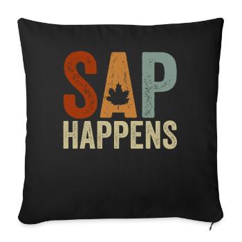 Sirop d’érable arbre tapotement drôle automne - Housse de coussin décorative 45 x 45 cm - noir - Devant