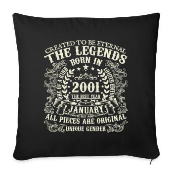 January 2001 Anniversary 2001 January Year - Sofa pillowcase 17,3'' x 17,3'' (45 x 45 cm) - black - Front