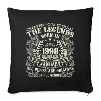 Janvier 1998 anniversaire 1998 Janvier année - Housse de coussin décorative 45 x 45 cm - noir - Devant