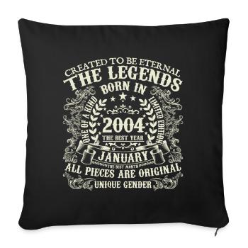 January 2004 Anniversary 2004 January Year - Sofa pillowcase 17,3'' x 17,3'' (45 x 45 cm) - black - Front