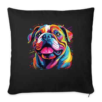 Watercolor Colorful Bulldog - Sofa pillowcase 17,3'' x 17,3'' (45 x 45 cm) - black - Front
