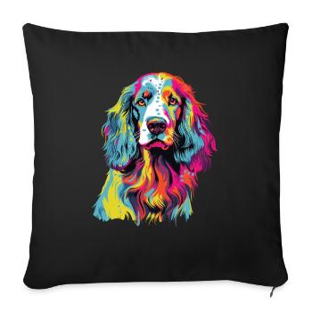 Aquarelle colorée Setter anglais - Housse de coussin décorative 45 x 45 cm - noir - Devant