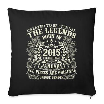 Janvier 2015 anniversaire 2015 Janvier année - Housse de coussin décorative 45 x 45 cm - noir - Devant