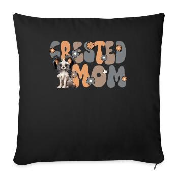 Chinese Crested Mom Groovy Crested Mom - Sofa pillowcase 17,3'' x 17,3'' (45 x 45 cm) - black - Front