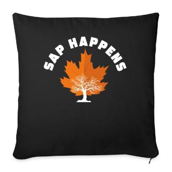 Sirop d’érable arbre tapotement drôle automne - Housse de coussin décorative 45 x 45 cm - noir - Devant