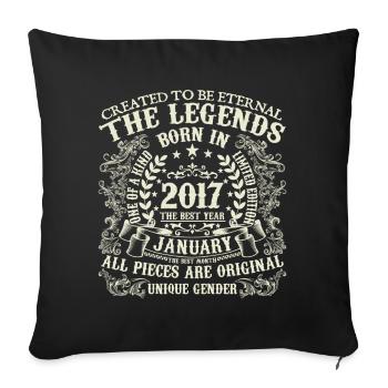 January 2017 Anniversary 2017 January Year - Sofa pillowcase 17,3'' x 17,3'' (45 x 45 cm) - black - Front