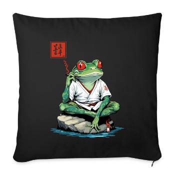 Smoking Frog Ukiyo-e Kanji Japan Streetwear - Sofa pillowcase 17,3'' x 17,3'' (45 x 45 cm) - black - Front