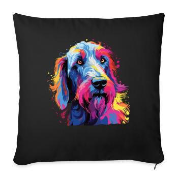 Aquarelle colorée Irish Wolfhound - Housse de coussin décorative 45 x 45 cm - noir - Devant