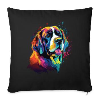 Watercolor Colorful St. Bernard - Sofa pillowcase 17,3'' x 17,3'' (45 x 45 cm) - black - Front