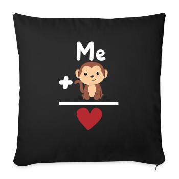 Lieblingstier Affe Liebe Herz Affen - Sofakissenbezug 45 x 45 cm - Schwarz - Vorne