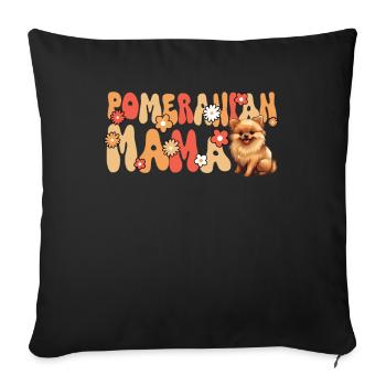 Pomeranian Groovy Pomeranian Mom - Sofa pillowcase 17,3'' x 17,3'' (45 x 45 cm) - black - Front