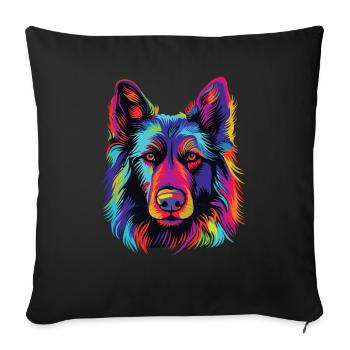 Watercolors Colorful Belgian Tervuren - Sofa pillowcase 17,3'' x 17,3'' (45 x 45 cm) - black - Front
