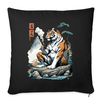 Ukiyo-e Tiger Mountain Asian Art Streetwear - Sofa pillowcase 17,3'' x 17,3'' (45 x 45 cm) - black - Front