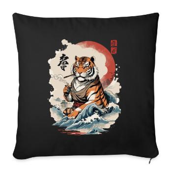 Ukiyo-E Tiger Japan Welle Streetwear Kunstwerk - Sofakissenbezug 45 x 45 cm - Schwarz - Vorne