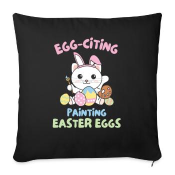 süße Katzen zu Ostern mit Ostereiern Katze - Sofakissenbezug 45 x 45 cm - Schwarz - Vorne