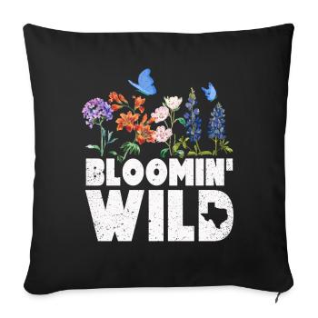 Wildflower Fields Wildflowers Bluebonnet - Sofa pillowcase 17,3'' x 17,3'' (45 x 45 cm) - black - Front