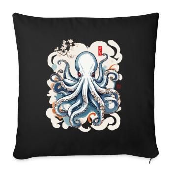 Vintage Japon Kraken Ukiyo-E Marine esthétique - Housse de coussin décorative 45 x 45 cm - noir - Devant