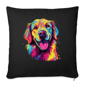 Watercolor Colorful Golden Retriever - Sofa pillowcase 17,3'' x 17,3'' (45 x 45 cm) - black - Front
