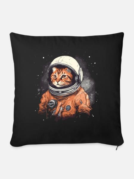 rote Katze im Astronautenanzug im Weltall - Sofakissenbezug 45 x 45 cm - Schwarz