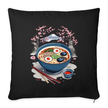 Japanese Ramen Ukiyo-E Vintage Art Design - Sofa pillowcase 17,3'' x 17,3'' (45 x 45 cm) - black - Front