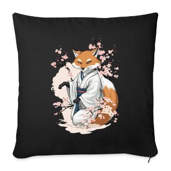 Japanese Fox Kitsune Yokai Ukiyo-E Vintage - Sofa pillowcase 17,3'' x 17,3'' (45 x 45 cm) - black - Front