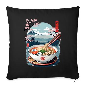 Ukiyo-E Ramen Yeux Horreur Japon Halloween Art - Housse de coussin décorative 45 x 45 cm - noir - Devant