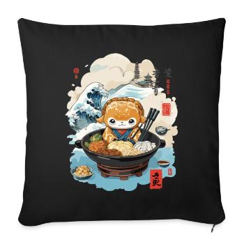 Shabu Shabu Ukiyo-E Kawaii Japanese Food Design - Sofa pillowcase 17,3'' x 17,3'' (45 x 45 cm) - black - Front