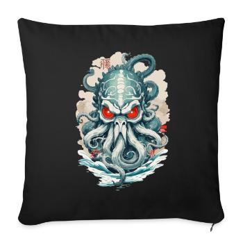 Yokai tentacules mer monstre démon Vintage Japon - Housse de coussin décorative 45 x 45 cm - noir - Devant