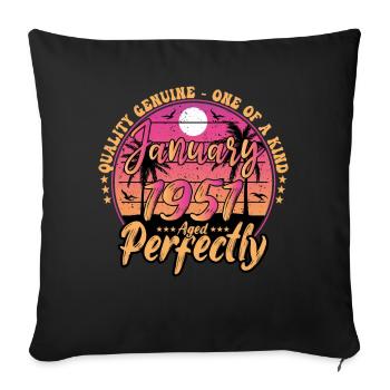 January 1951 Birthday 1951 January 1951 - Sofa pillowcase 17,3'' x 17,3'' (45 x 45 cm) - black - Front